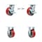 Service Caster 5 Inch Red Poly on Cast Iron Caster Set with Roller Bearings 2 Brakes 2 Rigid SCC-30CS520-PUR-RS-TLB-2-R520-2 - alternate 1